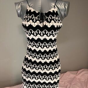 Hourglass Black & White Chevron Knit Slip Mini Dress
